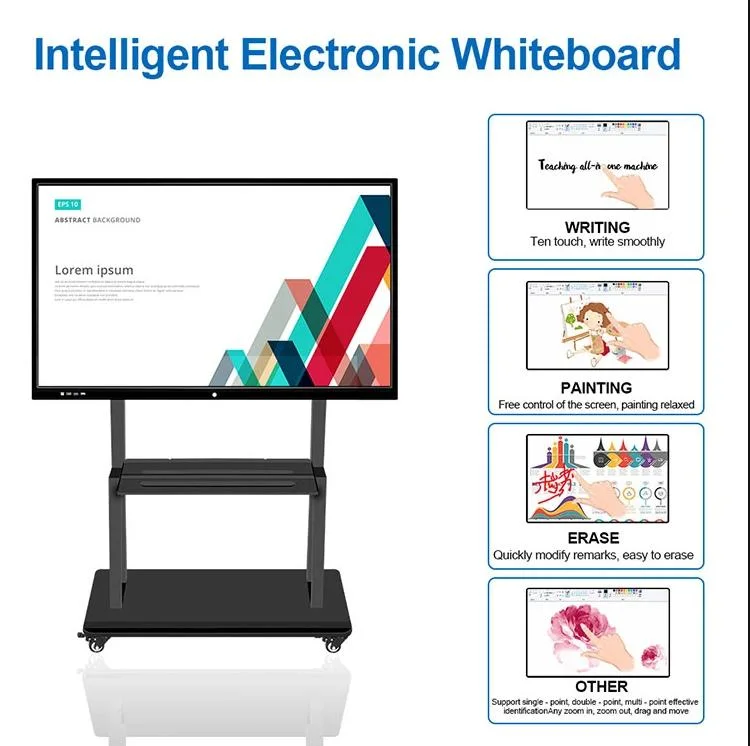 55" 65" 75" 86" 98" Dual System Windows Android LCD Touch Display Screen All in One Interactive LED Whiteboard for School Education