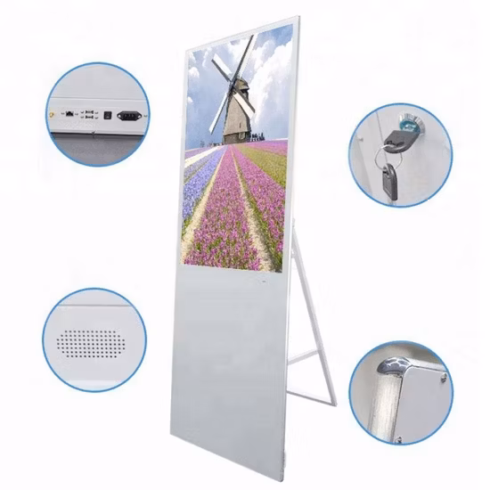 Factory Directly Supply Media Ads Player Floor Standing Display Kiosk Portable Indoor Digital Signage Android Advertise Display