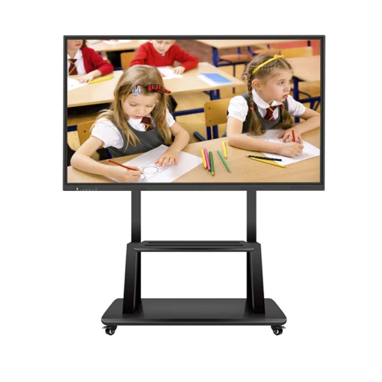 55 a 110 polegadas 4K Dual System LCD All in One Electronic Multi Touch Screen Interactive Whiteboard Smart Board com microfone de câmera para sala de aula de conferência