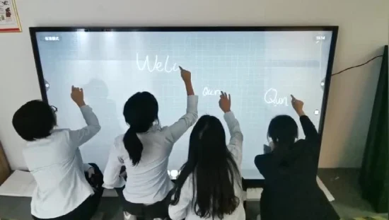 Escola de ensino personalizada de 98 polegadas, câmera embutida multitoque, material de escritório, placa branca inteligente para conferência
