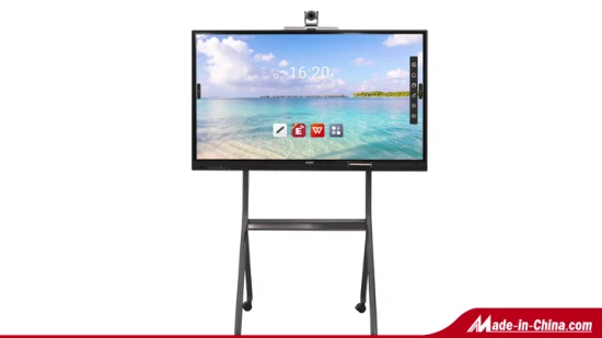 Preço de placa inteligente digital de sala de aula de 4K de 86 polegadas, câmera embutida e tela plana interativa de microfone para ensino