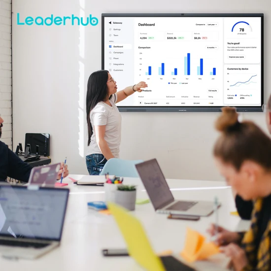 Leaderhub 65 polegadas câmera 4K microfone quadro branco digital painel inteligente painel plano interativo